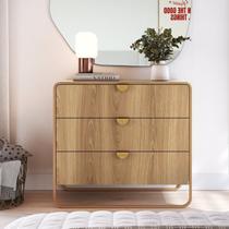 Cômoda para Quarto 3 Gavetas Luna Bege/Hanover/Dourado Cômoda para Quarto 3 Gavetas Luna Bege/Hanover/Dourado
