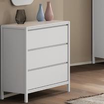 Cômoda para Quarto 3 Gavetas Madeira Maciça Modena Branco