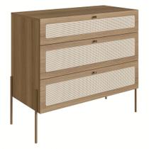 Cômoda Para Quarto 3 Gavetas Pé Metal Arlo A10 Hanover Dourado - Mpozenato