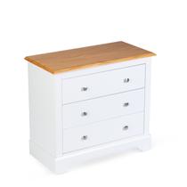 Cômoda para Quarto 3 Gavetas Tampo de Madeira Maciça Louise