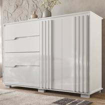 Cômoda para Quarto 4 Gavetas 2 Portas 147cm Texas Branco