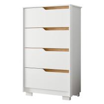 Cômoda Para Quarto 4 Gavetas 70cm Sole Flex Branco/Freijó - Albatroz