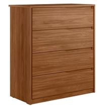 Cômoda Para Quarto 4 Gavetas Com Puxadores Usinados Aria Nogueira Cômoda Para Quarto 4 Gavetas Com Puxadores Usinados Aria Nogueira