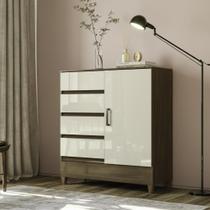 Cômoda para Quarto 4 Gavetas e 1 Porta Fit Marrom/Jequitibá/Off Cômoda para Quarto 4 Gavetas e 1 Porta Fit Marrom/Jequitibá/Off