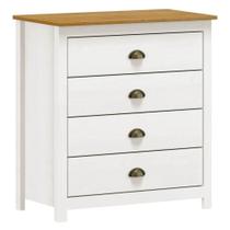 Cômoda Para Quarto 4 Gavetas Estilo Americano 80cm Lázio F07 Branco/carvalho - Mpozenato