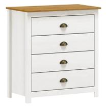 Cômoda para Quarto 4 Gavetas Estilo Americano 80cm Lázio F07 Branco/Carvalho - Mpozenato
