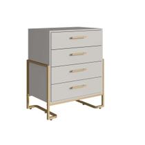 Cômoda para Quarto 4 Gavetas Multiuso Estilo Industrial Arenas Champanhe 67x44x85cm Placa e Ponto