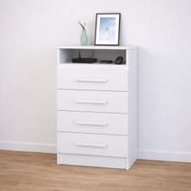 Cômoda para quarto 4 Gavetas Organizadora De Roupa com Nicho MDF Compacta Multiuso