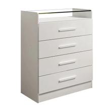 Cômoda para Quarto 4 Gavetas Tampo Vidro New Athos BRANCO D'Doro