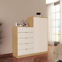 Cômoda para Quarto 5 Gavetas 2 Portas Bella