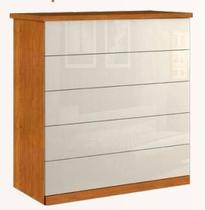 Cômoda para quarto 5 gavetas corrediças telescópicas - Capri-Nature/Off - Bianchi Móveis