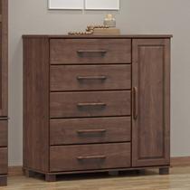 Cômoda para Quarto 5 Gavetas e 1 Porta Madeira Maciça Ouro Marrom/Café Cômoda para Quarto 5 Gavetas e 1 Porta Madeira Maciça Ouro Marrom/Café