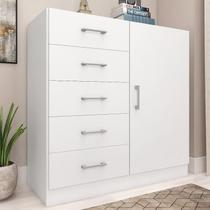 Cômoda para Quarto 5 Gavetas e 1 Porta Miami Branco Cômoda para Quarto 5 Gavetas e 1 Porta Miami Branco