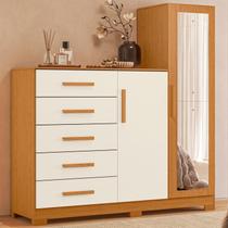 Cômoda para Quarto 5 Gavetas e 2 Portas com Espelho New Master Cômoda para Quarto 5 Gavetas e 2 Portas com Espelho New Master