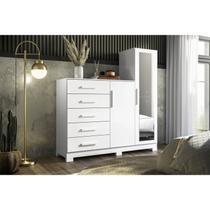 Cômoda para Quarto 5 Gavetas e 2 Portas com Espelho New Master