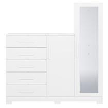 Cômoda para Quarto 5 Gavetas e 2 Portas com Espelho New Master