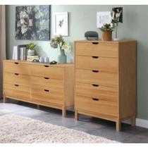 Cômoda para Quarto 5 Gavetas Madeira Maciça Docstock Marrom/Yucatan