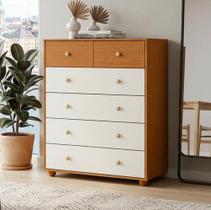 Cômoda Para Quarto 6 Gavetas 90cm Varsóvia A04 Cinamomo Off White - Lyam Decor