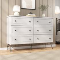 Cômoda para Quarto 6 Gavetas 95x136x43,3 C Fort Branco Cômoda para Quarto 6 Gavetas 95x136x43,3 C Fort Branco