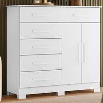 Cômoda para Quarto 6 Gavetas e 2 Portas Xangai Branco