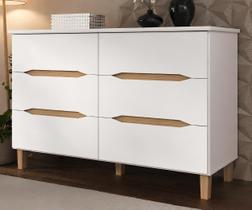 Cômoda para Quarto 6 Gavetas MDF Logan Yescasa Branco/Olmo Cômoda para Quarto 6 Gavetas MDF Logan Yescasa Branco/Olmo