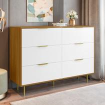 Cômoda Para Quarto 6 Gavetas Safira Freijó/Branco Cômoda Para Quarto 6 Gavetas Safira Freijó/Branco