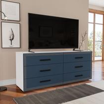Cômoda para Quarto 6 Gavetas Valência Azul/Branco Cômoda para Quarto 6 Gavetas Valência Azul/Branco