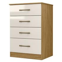 Cômoda Para Quarto 61cm Com 4 Gavetas Miriad Freijó/Off Z17 - Mpozenato