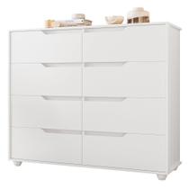 Cômoda para Quarto 8 Gavetas 136cm Doble Branco Fosco/Nature - Albatroz