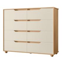 Cômoda Para Quarto 8 Gavetas 136cm Doble Flex Off/Freijó - Albatroz