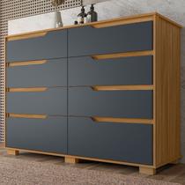 Cômoda para Quarto 8 Gavetas 147cm Georgia Marrom/Freijó/Cinza