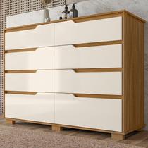 Cômoda para Quarto 8 Gavetas 147cm Georgia Marrom/Freijó/Off White