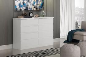 Cômoda para Quarto 8 Gavetas - Bello-Branco - Móveis Novo Horizonte