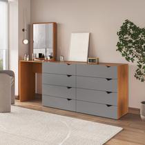 Cômoda para Quarto 8 Gavetas com Espelho Porto Cinza/Freijó Cômoda para Quarto 8 Gavetas com Espelho Porto Cinza/Freijó