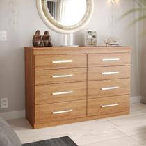 Cômoda para Quarto 8 Gavetas Gênova Plus Marrom/Freijó