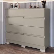 Cômoda para Quarto 8 Gavetas Lara Cinza/Níquel Cômoda para Quarto 8 Gavetas Lara Cinza/Níquel