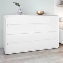 Cômoda para Quarto 8 Gavetas Puxador Embutido Estilo Moderno Loop 152cm Branco Cômoda para Quarto 8 Gavetas Puxador Embutido Estilo Moderno Loop 152cm Branco