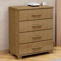 Cômoda Para Quarto 85cm 4 Gavetas Pé Madeira Eduarda Freijó F07 - Mpozenato