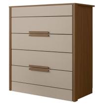 Cômoda Para Quarto 86cm Com 4 Gavetas Pavia Carvalho/Fendi Z17 - Mpozenato
