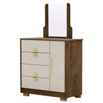 Cômoda Para Quarto 93cm Com Espelho Ilha Bela Imbuia/Fendi - Vila Rica Cômoda Para Quarto 93cm Com Espelho Ilha Bela Imbuia/Fendi - Vila Rica