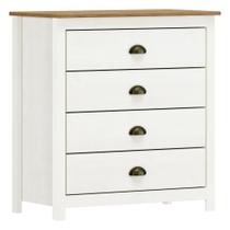 Cômoda Para Quarto Closet 4 Gavetas Madeira Maciça Mazzaro F06 Branco Freijó - Lyam Decor
