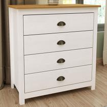 Cômoda Para Quarto Closet 4 Gavetas Madeira Maciça Mazzaro F06 Branco Freijó - Lyam Decor