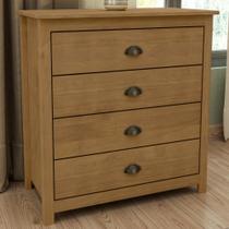 Cômoda Para Quarto Closet 4 Gavetas Madeira Maciça Mazzaro F06 Freijó - Lyam Decor