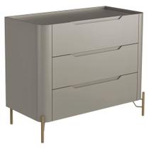 Cômoda Para Quarto Closet Orgânica 3 Gavetas Pés Industrial Dourado Bliss I03 Grigio - Lyam Decor