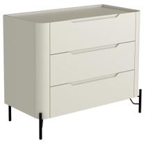 Cômoda Para Quarto Closet Orgânica 3 Gavetas Pés Industrial Preto Bliss I03 Luna - Lyam Decor