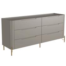 Cômoda Para Quarto Closet Orgânica 6 Gavetas Pés Industrial Dourado Bliss I03 Grigio - Lyam Decor