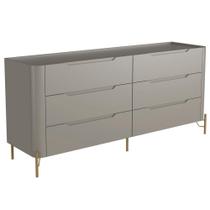 Cômoda Para Quarto Closet Orgânica 6 Gavetas Pés Industrial Dourado Bliss I03 Grigio - Lyam Decor