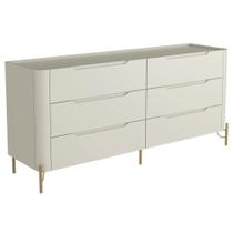 Cômoda Para Quarto Closet Orgânica 6 Gavetas Pés Industrial Dourado Bliss I03 Luna - Lyam Decor