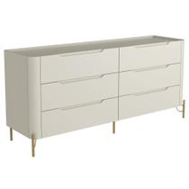 Cômoda Para Quarto Closet Orgânica 6 Gavetas Pés Industrial Dourado Bliss I03 Luna - Lyam Decor