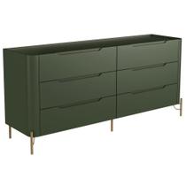 Cômoda Para Quarto Closet Orgânica 6 Gavetas Pés Industrial Dourado Bliss I03 Musgo - Lyam Decor